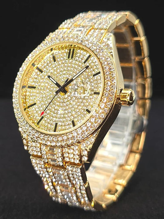 18K Gold Iced Money Watch