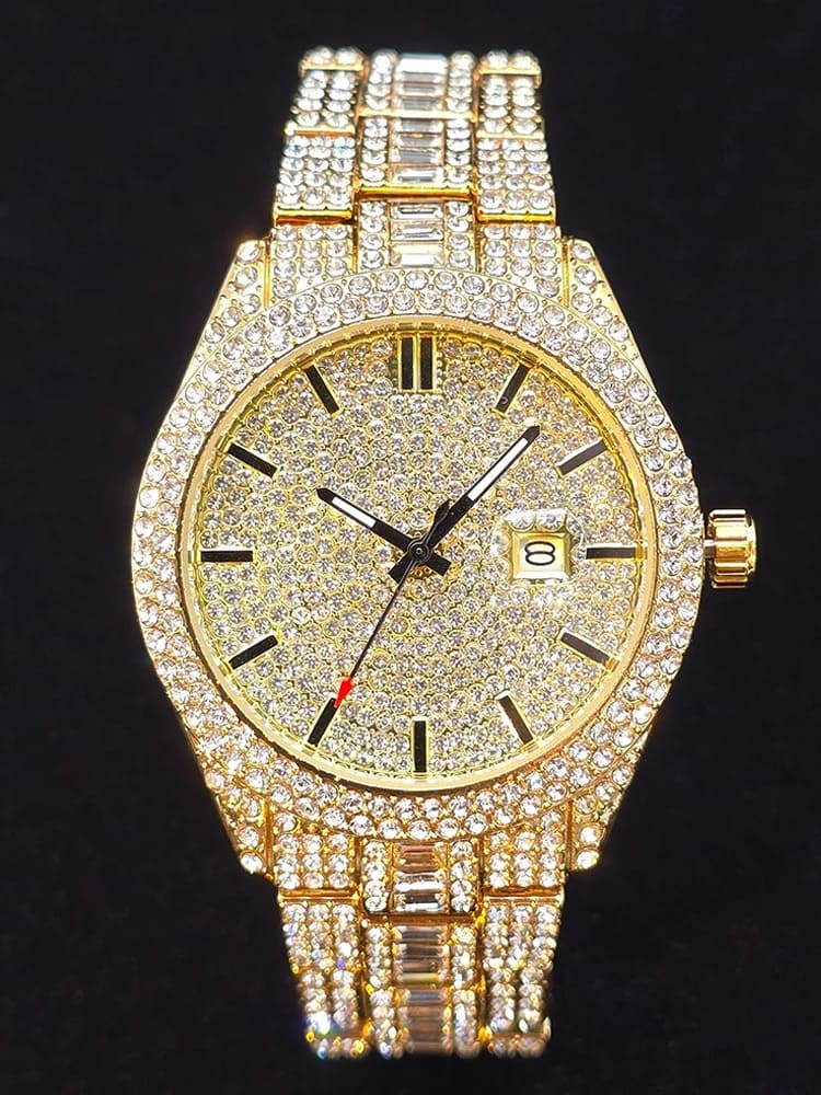 18K Gold Iced Money Watch