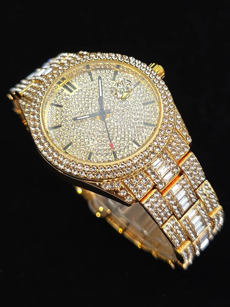 18K Gold Iced Money Watch