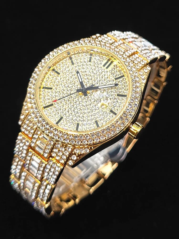18K Gold Iced Money Watch