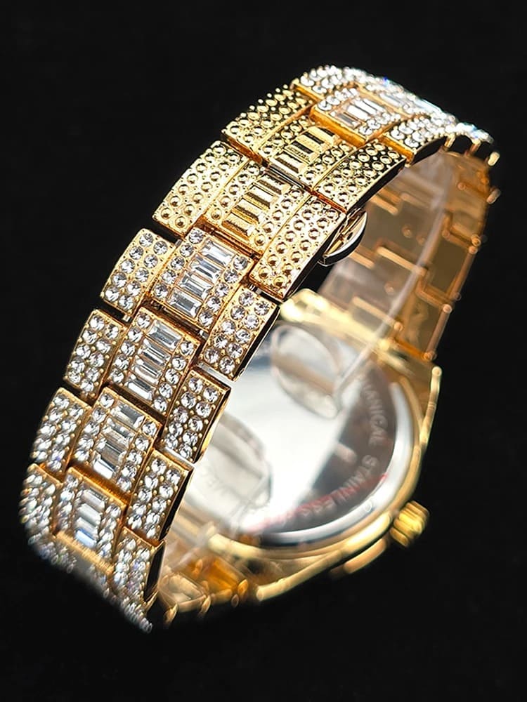 18K Gold Iced Money Watch